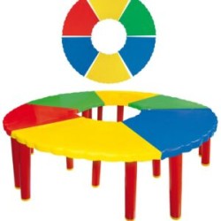 MESA PREESCOLAR CIRCULAR C/6 PZAS Y 6 UNIONES