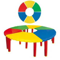 MESA PREESCOLAR CIRCULAR C/6 PZAS Y 6 UNIONES