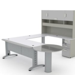 CONJUNTO EJECUTIVO DELTA, CON LIBRERO SOBREPONER Y PENINSULA  (DER./IZQ.)