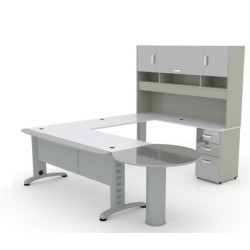 CONJUNTO EJECUTIVO DELTA, CON LIBRERO SOBREPONER Y PENINSULA  (DER./IZQ.)