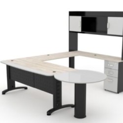 CONJUNTO EJECUTIVO DELTA, CON LIBRERO SOBREPONER Y PENINSULA  (DER./IZQ.)