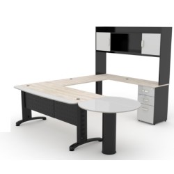 CONJUNTO EJECUTIVO DELTA, CON LIBRERO SOBREPONER Y PENINSULA  (DER./IZQ.)